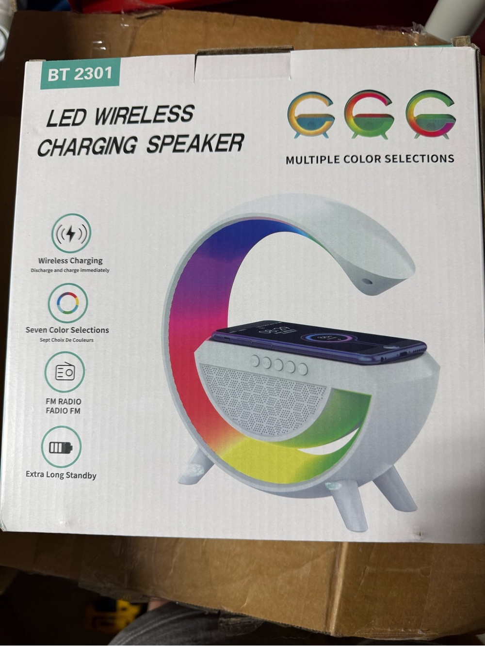 LED Wireless Charging Speaker BT 2301 - White